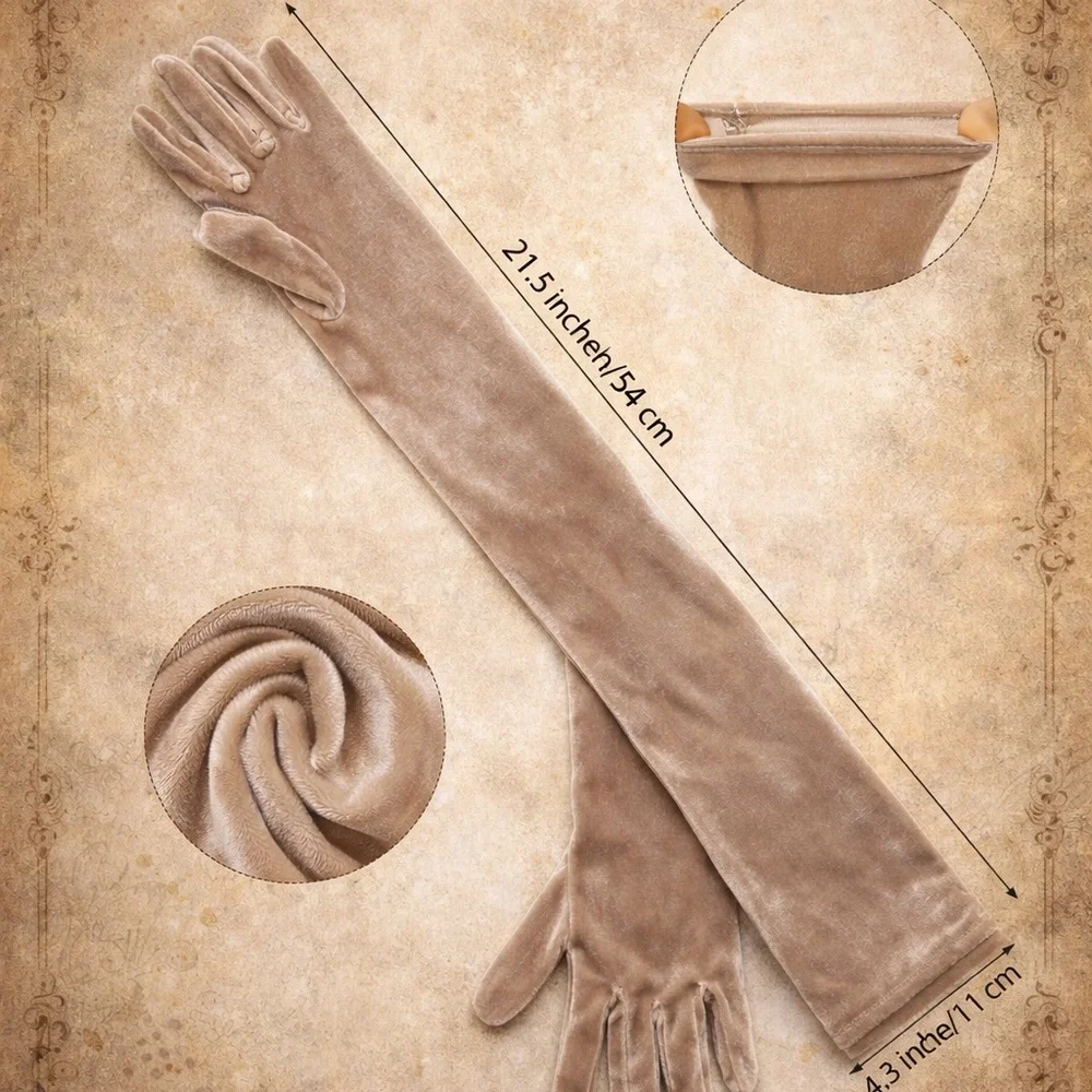 Elegant Long Velvet Gloves